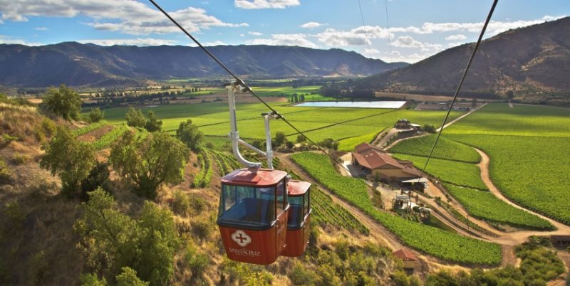 There are many ways to see vineyards but the cable car at the Santa Cruz winery in Chile is quite unusual
