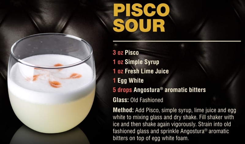 The Peruvian Pisco Sour is a national icon and the source of great pride - it is pretty potent too, so be careful!
