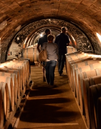 Round and round the ancient wine cellars in Tokay on our Hungary wine tours.