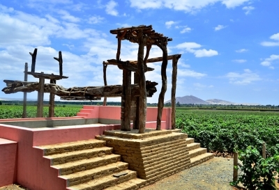 The oldest winery in the Americas, Tacama - with one of the orignal wine and pisco presses