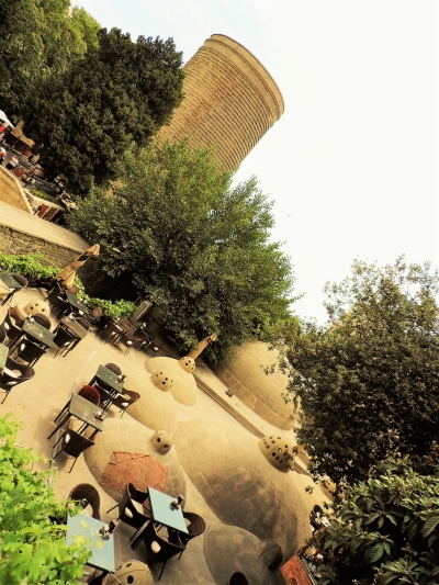 Sip tea next to the 12th century Maidens Tower in Baku