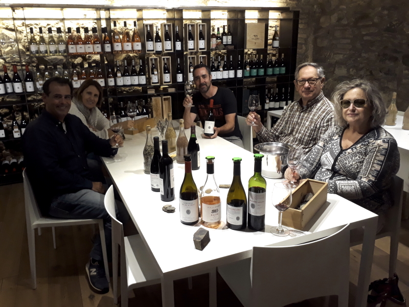 Enjoying a tasting of great wines at the historic winery of Scala Dei in Priorat