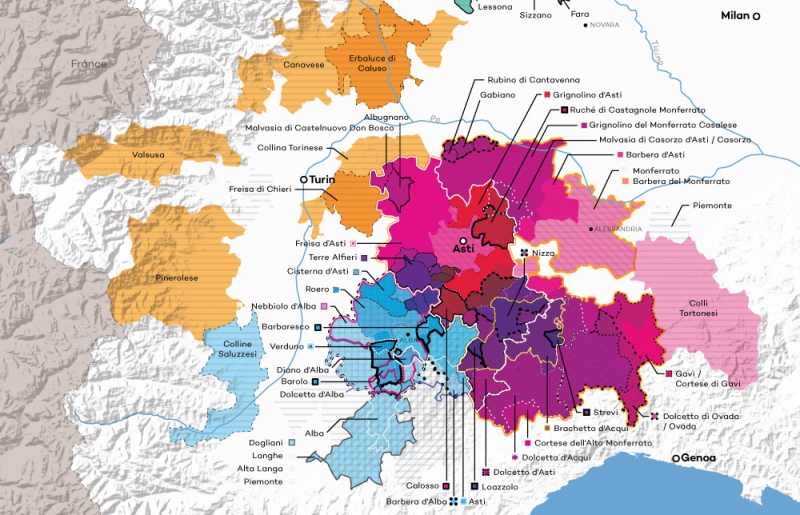 Fantastic Piemonte wine map by Wine Folly
