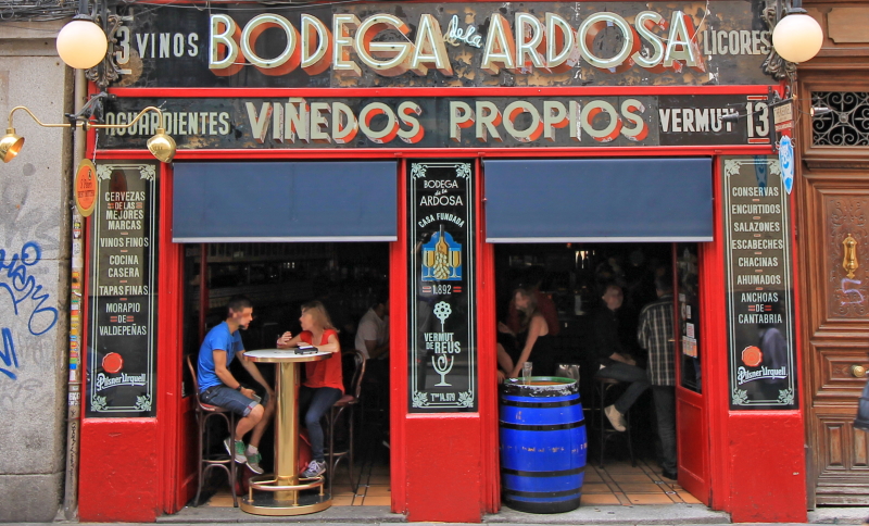 A traditional Tapas bar in Madrid, we will get to know several