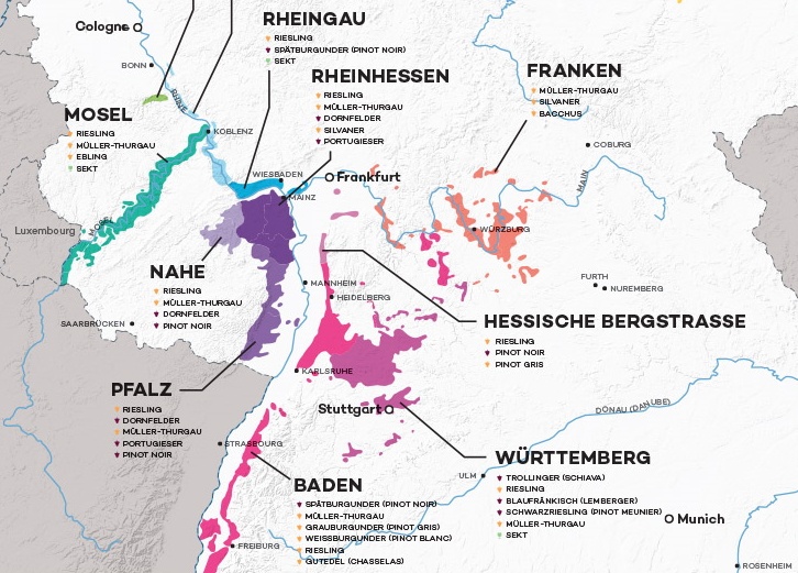 Another great map from Wine Folly | The German wine regions we can show you