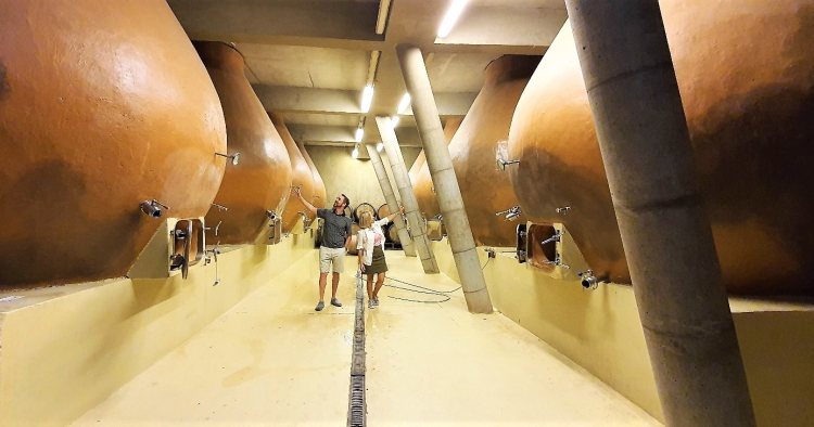Huge Tinajas at the RE winery in Casablanca, Chile