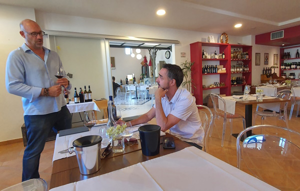 Being instructed by Massimo Sobrero, owner, winemaker and export manager at the Salvano winery