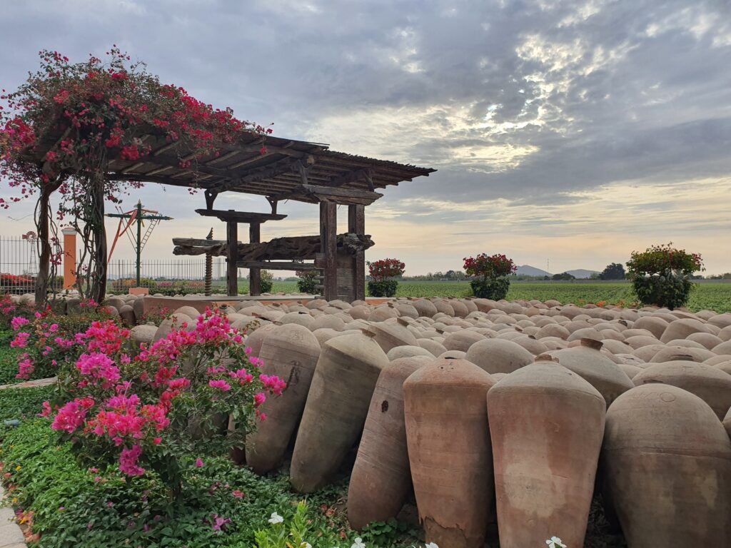 Hundreds of Pisco amphorae at the Quierolo winery and hotel