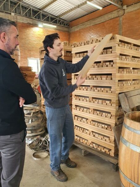 Mauro showing us around the production area of the cooperage